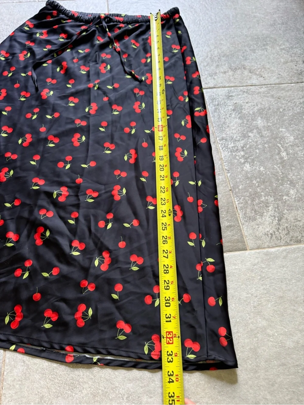 Rachel Zoe Black Maxi Skirt with Red Cherry Print